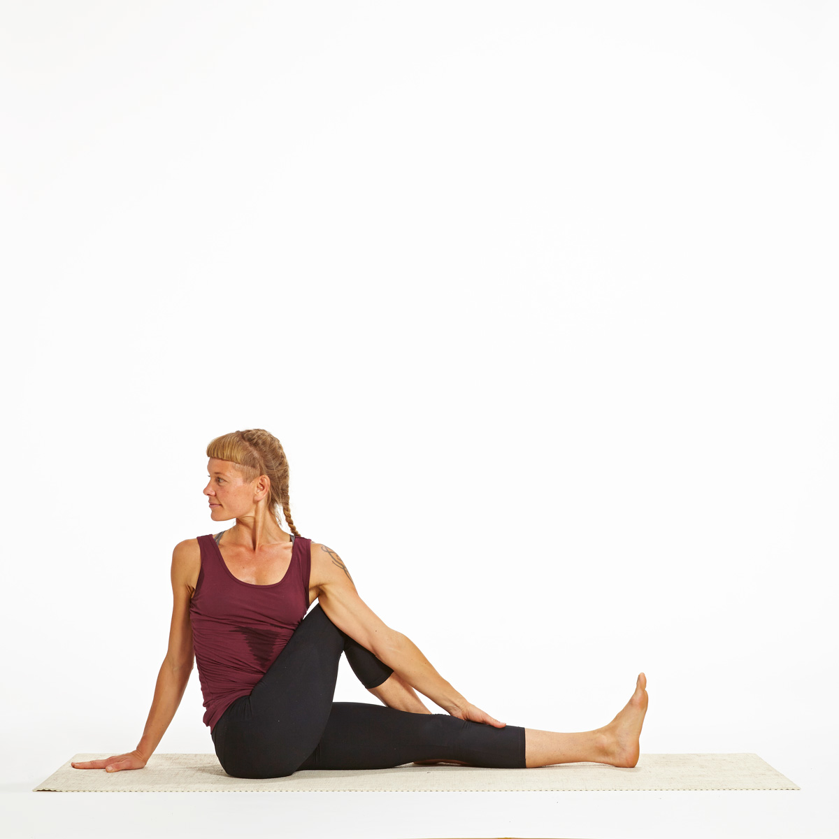 Unwined on White - Ardha Matsyendrasana ~ Half Lord of the Fishes Pose 🧘 ⭐  one of the 12 basic poses of Hatha yoga ⭐ stretches the side body, upper  back, and